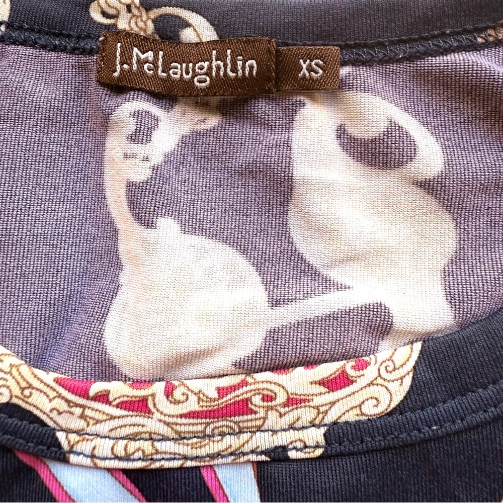 J. McLaughlin Blue and Pink Crew Neck - Picture 2 of 3